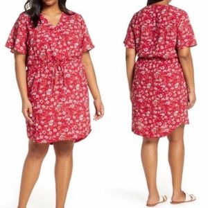 NWT CASLON Red Paisley Print Drawstring Dress